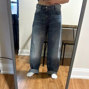 Bershka baggy balloon leg jeans in gray wash